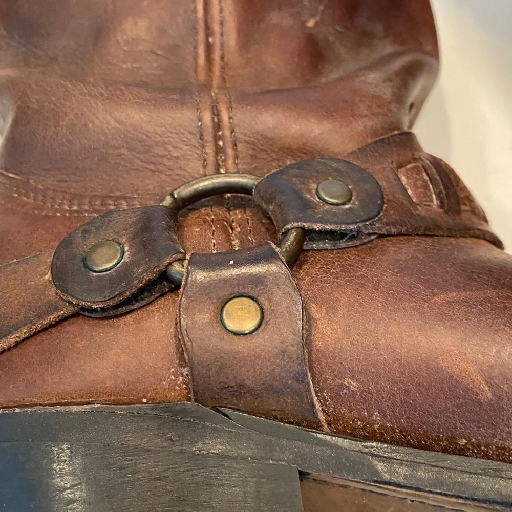 Vintage Sage Men’s Dark Brown Distressed Authentic Leather Cowboy Boots - Picture 5 of 10